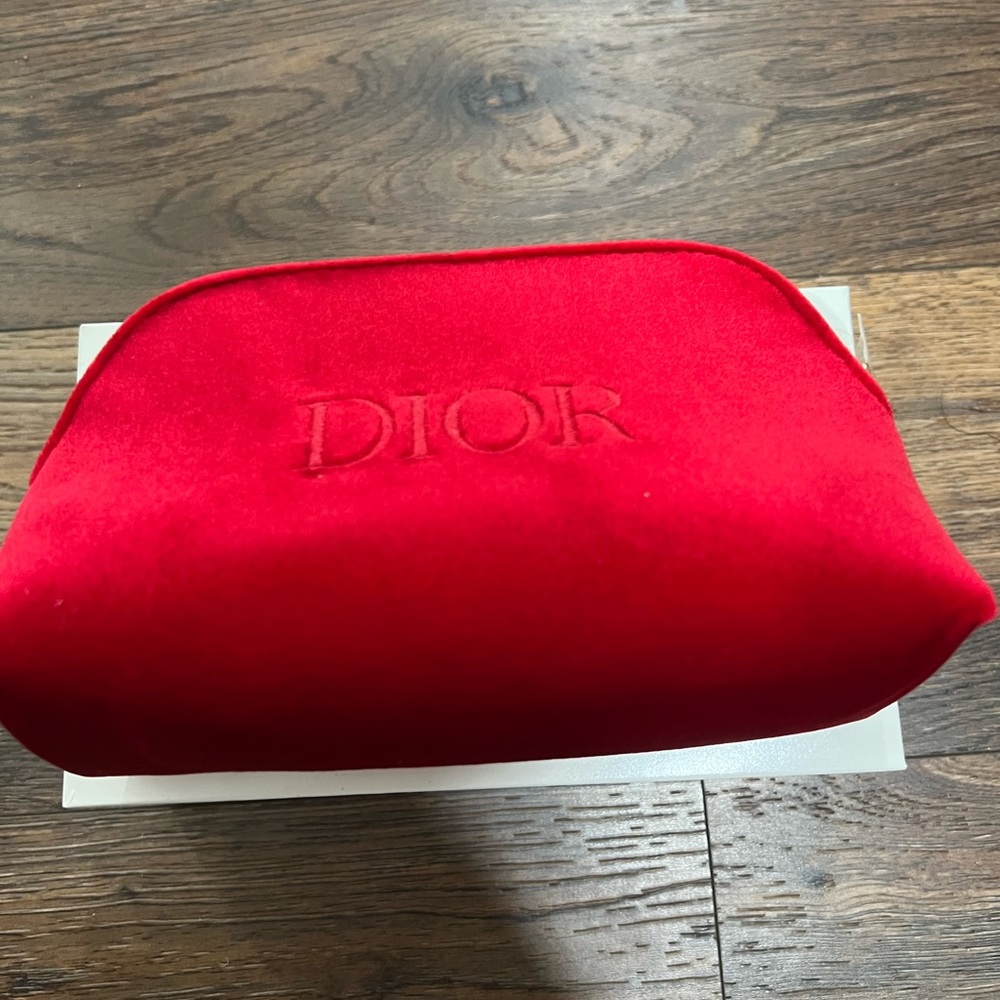 New Dior Red Velvet Pouch Makeup Bag
